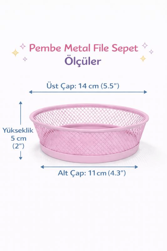 ND-2110 Çok Amaçlı Toz Pembe Metal Organizer – Kırtasiye, Makyaj ve Saç Aksesuar Sepeti