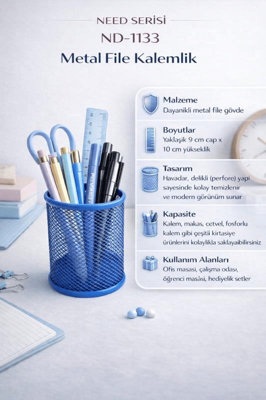 Need Metal File Kalemlik Mavi ND-1133