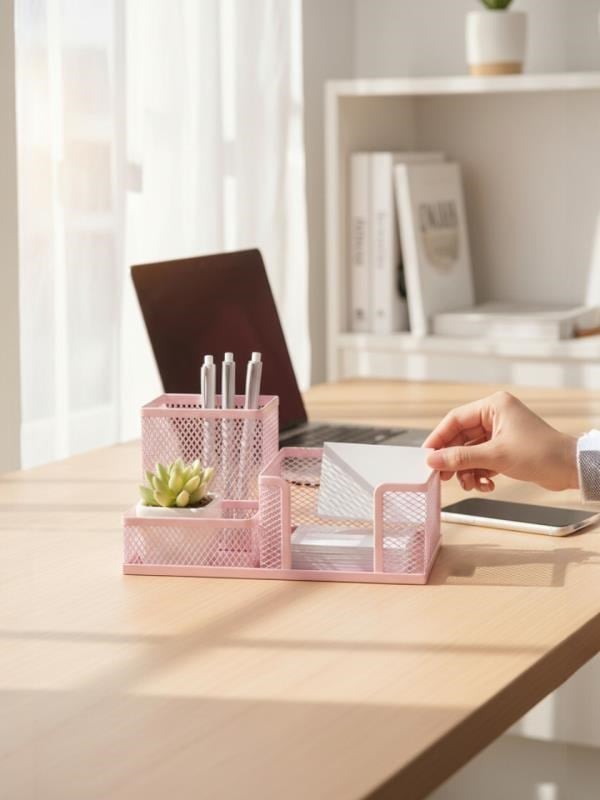 Need ND-1033 Metal Mesh Masaüstü Organizer – 3 Bölmeli, Çok Amaçlı Düzenleyici