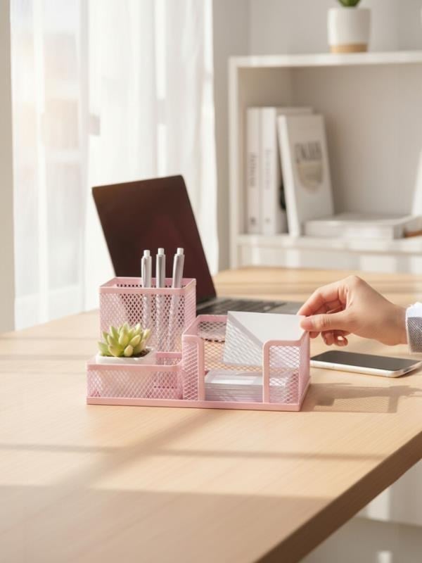 Need ND-1033 Metal Mesh Masaüstü Organizer – 3 Bölmeli, Çok Amaçlı Düzenleyici