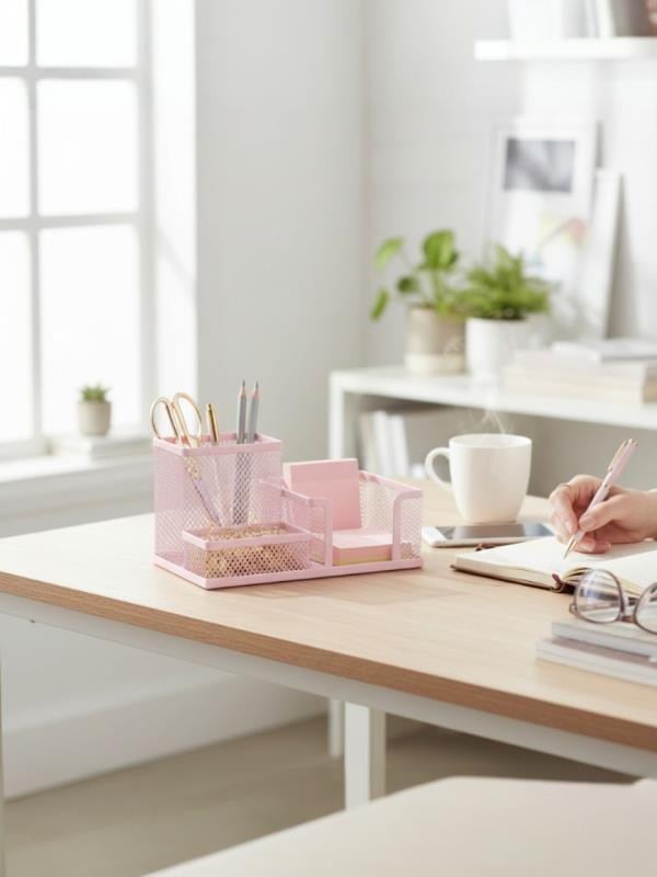 Need ND-1033 Metal Mesh Masaüstü Organizer – 3 Bölmeli, Çok Amaçlı Düzenleyici