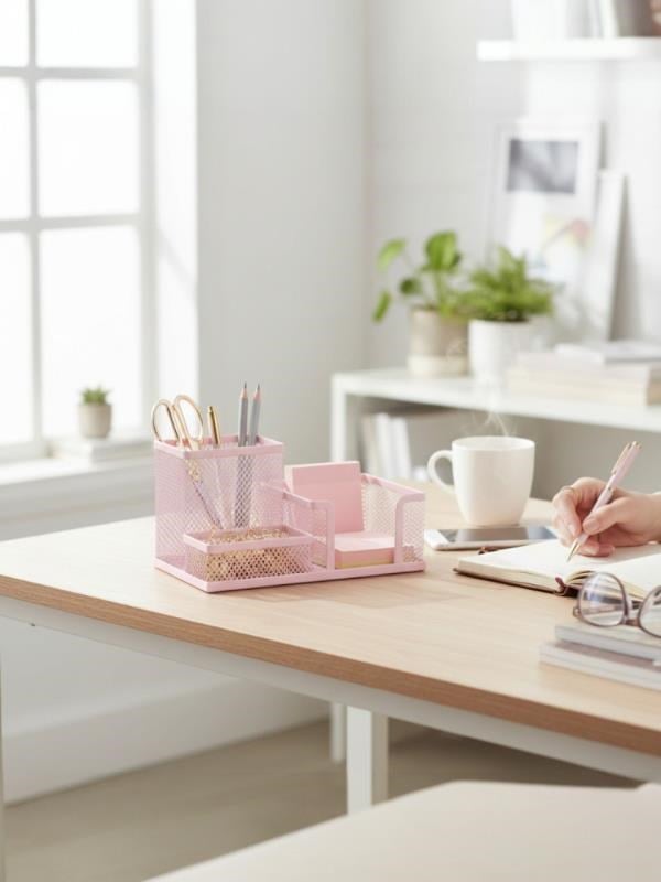 Need ND-1033 Metal Mesh Masaüstü Organizer – 3 Bölmeli, Çok Amaçlı Düzenleyici