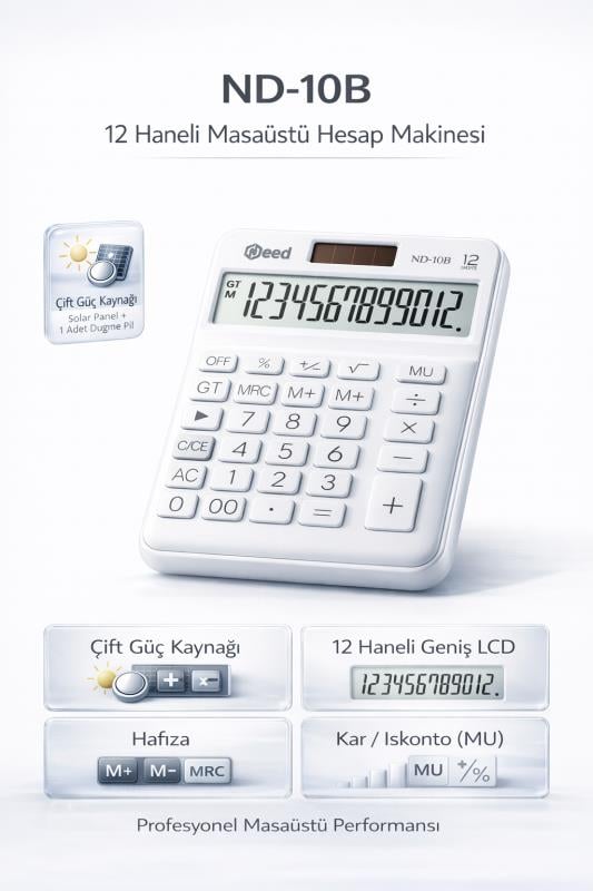 Need Nd-10B Beyaz Hesap Makinesi