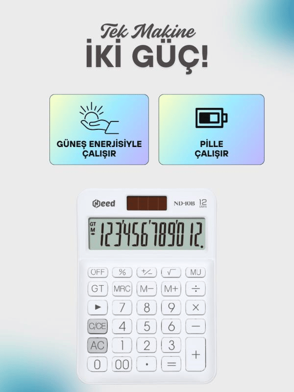 Need Nd-10B Beyaz Hesap Makinesi