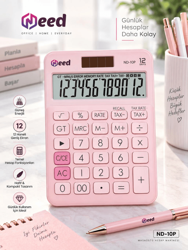 Need Nd-10P Pembe Hesap Makinesi