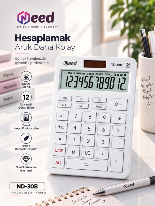 Need Nd-30B Pastel Beyaz Hesap Makinesi