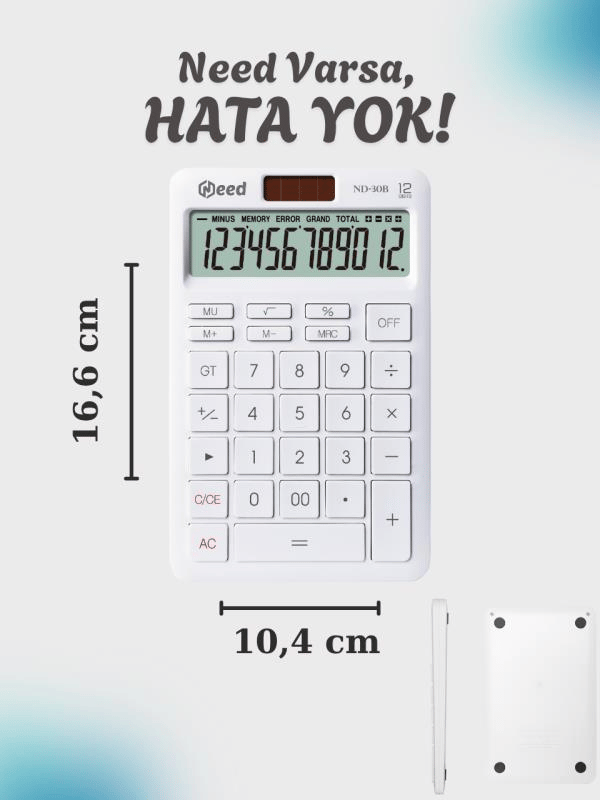 Need Nd-30B Pastel Beyaz Hesap Makinesi
