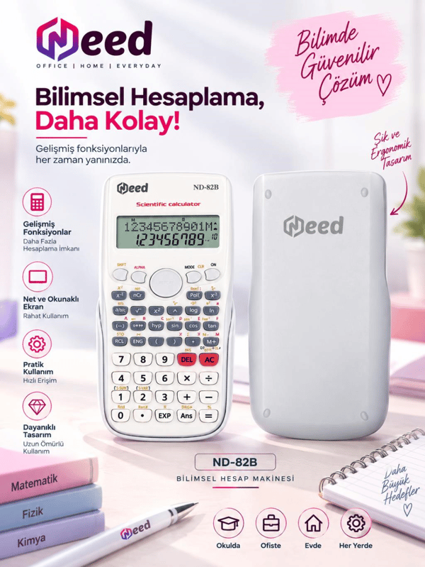 Need ND-82B Beyaz 240 Fonksiyonlu Bilimsel Hesap Makinesi
