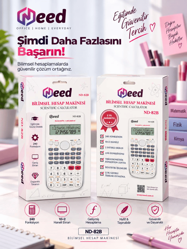 Need ND-82B Beyaz 240 Fonksiyonlu Bilimsel Hesap Makinesi