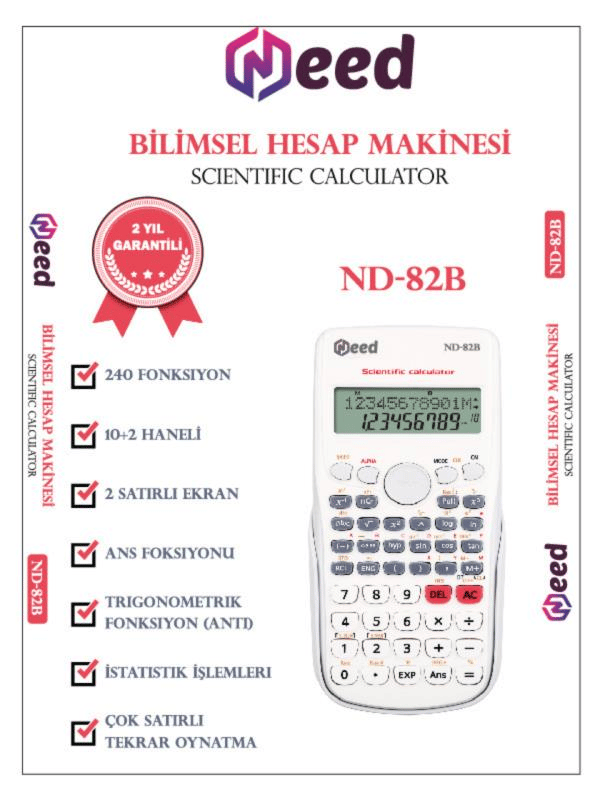 Need ND-82B Beyaz 240 Fonksiyonlu Bilimsel Hesap Makinesi
