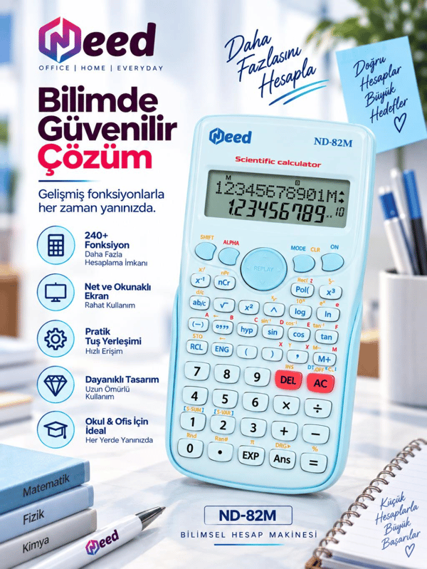 Need ND-82M Mavi 240 Fonksiyonlu Bilimsel Hesap Makinesi