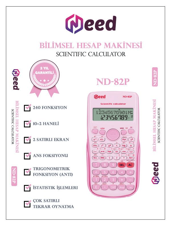 Need ND-82P Pembe 240 Fonksiyonlu Bilimsel Hesap Makinesi