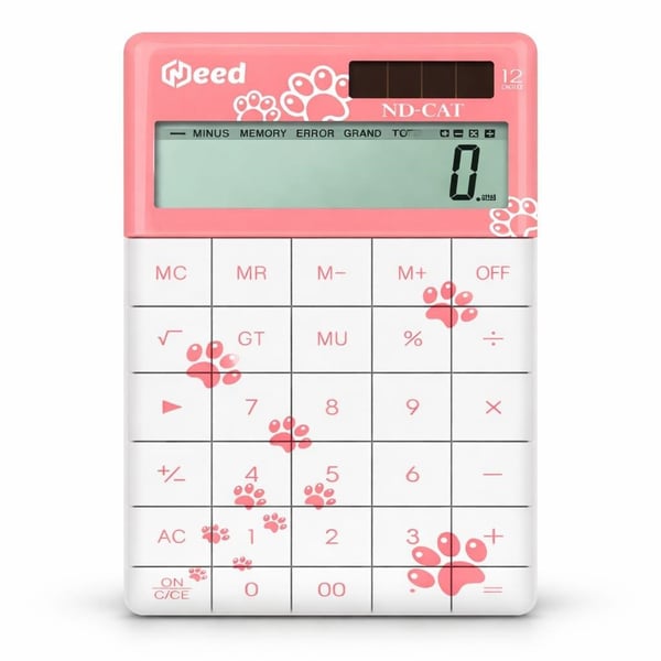 Need ND-CAT Pembe Pati Desenli 12 Haneli Masaüstü Hesap Makinesi
