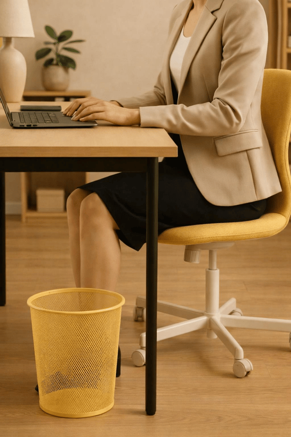 Need Tam Delikli Metal Fileli Sarı Çöp Kovası - ND-1064
