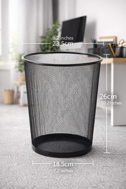 Need Tam Delikli Metal Fileli Siyah Çöp Kovası - ND-1030