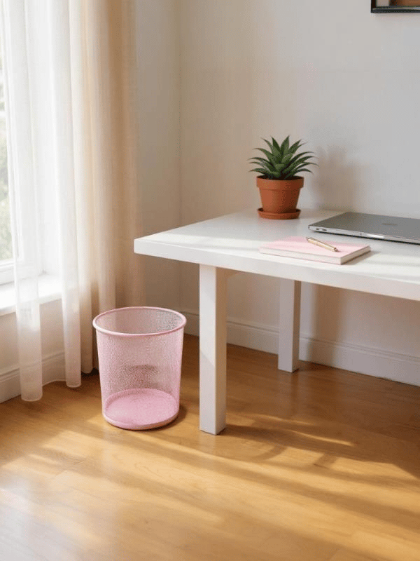 Need Tam Delikli Metal Fileli Toz Pembe Çöp Kovası - ND-1044