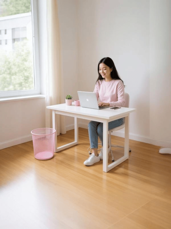 Need Tam Delikli Metal Fileli Toz Pembe Çöp Kovası - ND-1044