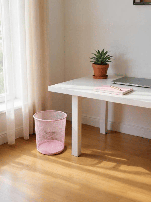 Need Tam Delikli Metal Fileli Toz Pembe Çöp Kovası - ND-1044
