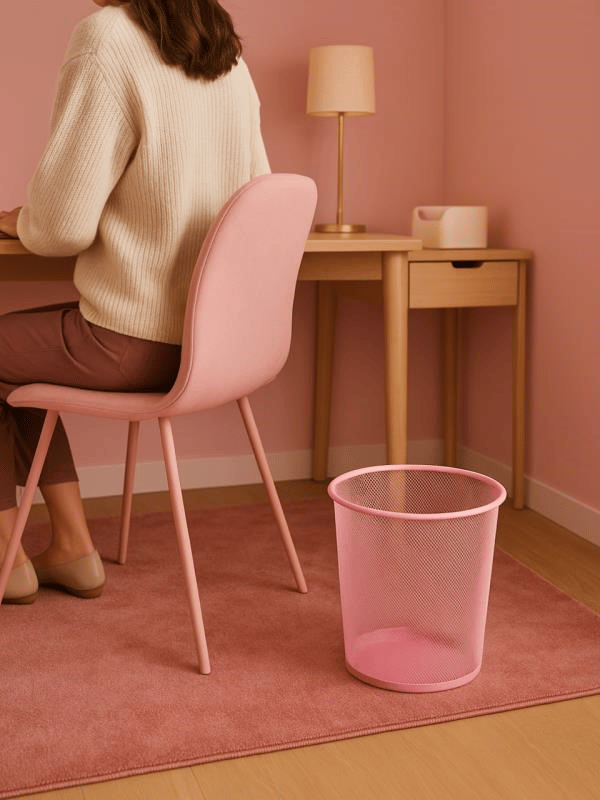 Need Tam Delikli Metal Fileli Toz Pembe Çöp Kovası - ND-1044