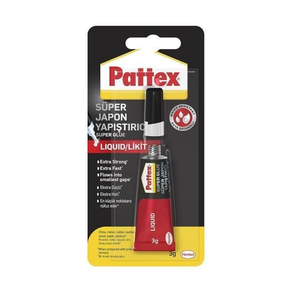 Pattex Süper Japon Yapıştırıcı 3 g | Ultra Güçlü Hızlı Yapıştırıcı | Şeffaf & Suya Dayanıklı