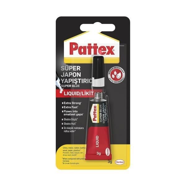 Pattex Süper Japon Yapıştırıcı 3 g | Ultra Güçlü Hızlı Yapıştırıcı | Şeffaf & Suya Dayanıklı