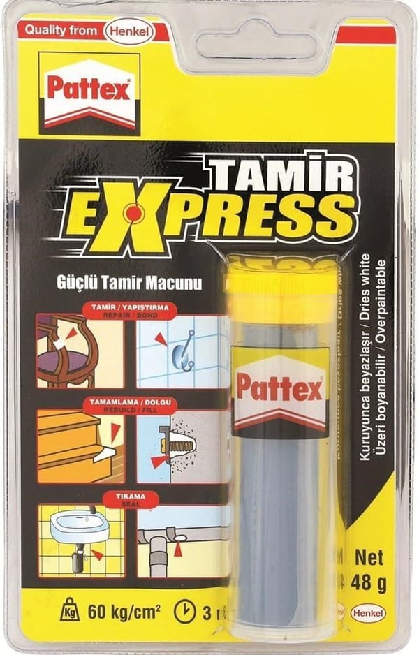 Pattex Tamir Express 48 g Epoksi Tamir Macunu | Güçlü Dolgu & Yapıştırıcı