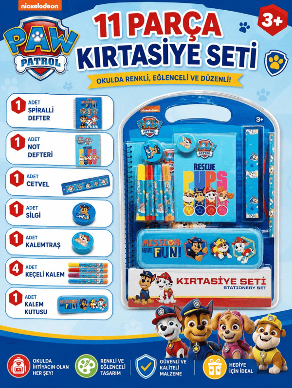Paw Patrol Mission Have Fun 11 Parça Kırtasiye Seti -PAW-KRS007