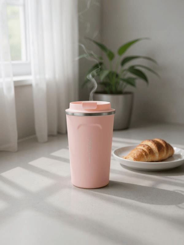 Pinkah Paslanmaz Çelik Kahve Termos Bardak Matara 500 ml Pembe Renk – PKH-PJ-3549-L