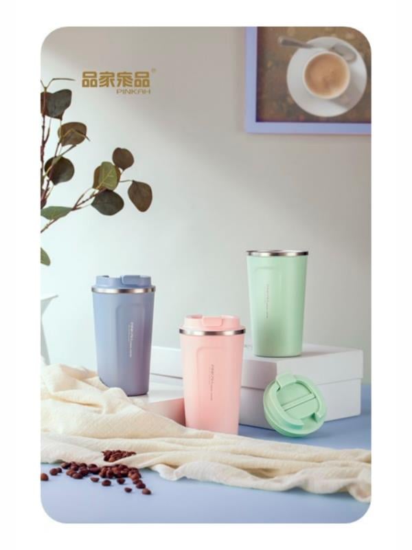 Pinkah Paslanmaz Çelik Kahve Termos Bardak Matara 500 ml Pembe Renk – PKH-PJ-3549-L