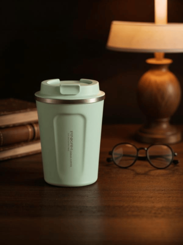 Pinkah Paslanmaz Çelik Kahve Termos Bardak Matara 350 ml Yeşil Renk – PKH-PJ-3548-L