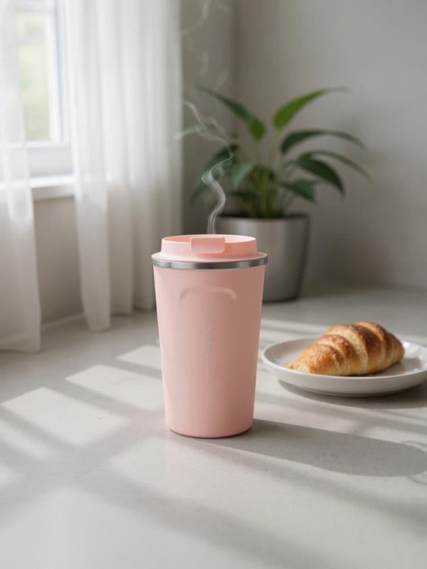 Pinkah Paslanmaz Çelik Kahve Termos Bardak Matara 500 ml Pembe Renk – PKH-PJ-3549-L