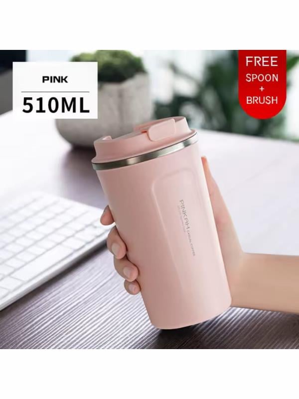 Pinkah Paslanmaz Çelik Kahve Termos Bardak Matara 350 ml Pembe Renk – PKH-PJ-3548-L