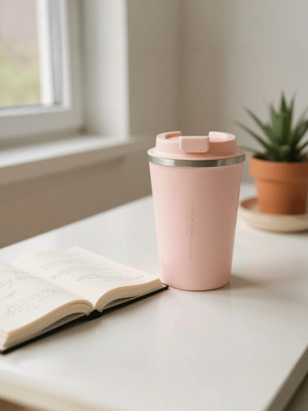 Pinkah Paslanmaz Çelik Kahve Termos Bardak Matara 350 ml Pembe Renk – PKH-PJ-3548-L