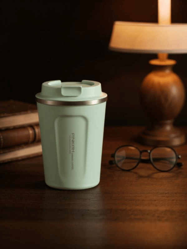 Pinkah Paslanmaz Çelik Kahve Termos Bardak Matara 350 ml Yeşil Renk – PKH-PJ-3548-L