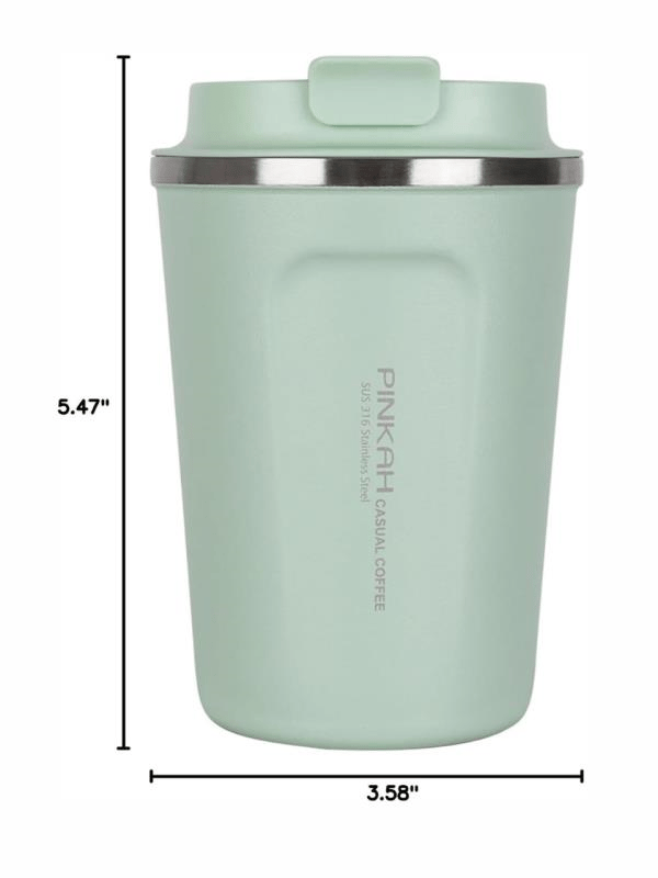 Pinkah Paslanmaz Çelik Kahve Termos Bardak Matara 350 ml Yeşil Renk – PKH-PJ-3548-L