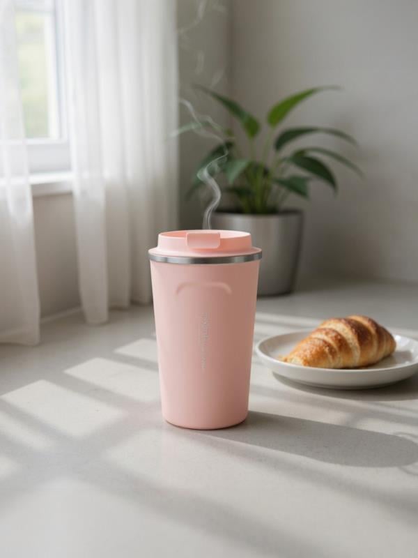 Pinkah Paslanmaz Çelik Kahve Termos Bardak Matara 500 ml Pembe Renk – PKH-PJ-3549-L