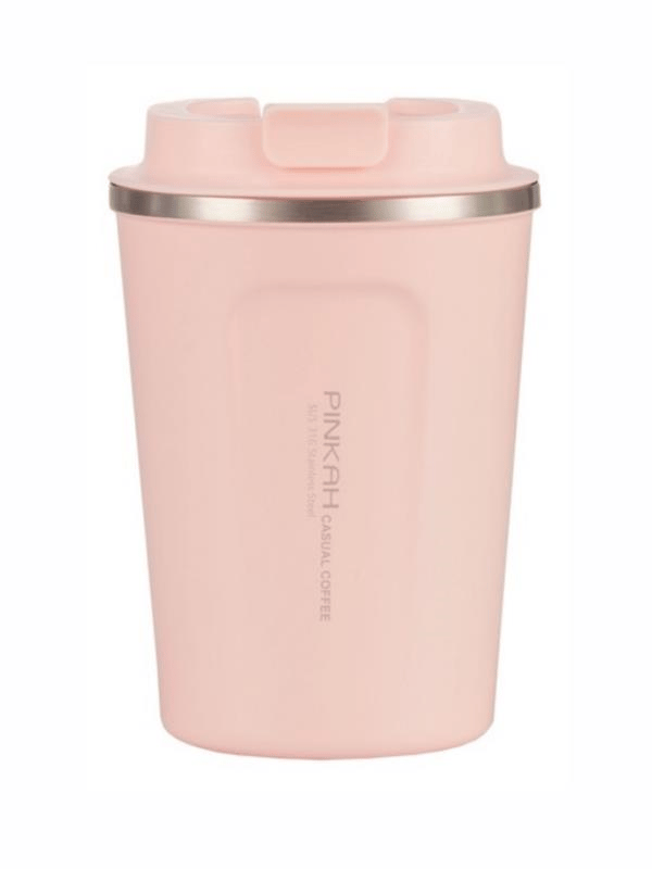 Pinkah Paslanmaz Çelik Kahve Termos Bardak Matara 350 ml Pembe Renk – PKH-PJ-3548-L