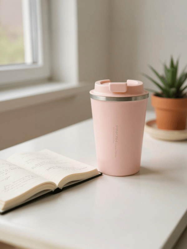 Pinkah Paslanmaz Çelik Kahve Termos Bardak Matara 350 ml Pembe Renk – PKH-PJ-3548-L