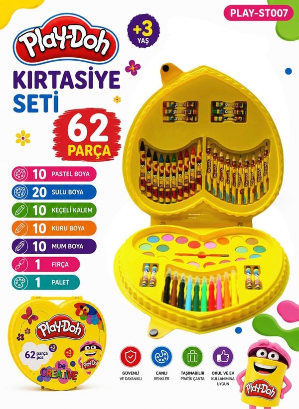 Play-Doh Kırtasiye Seti 62 Parça PLAY-ST007