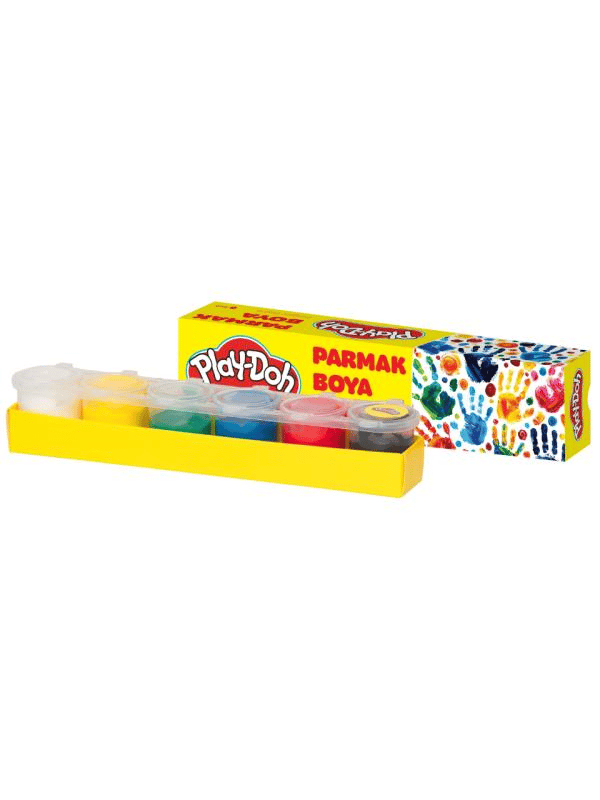 Play-Doh Parmak Boyası 6 Renk Birleşik 30 ml – PLAY-PR018 - Su Bazlı, Canlı ve Örtücü Parmak Boyası Seti