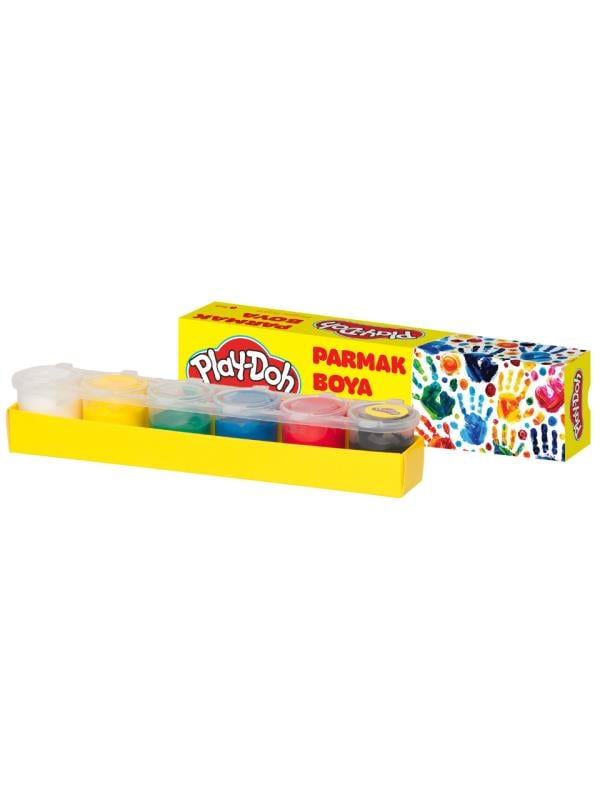 Play-Doh Parmak Boyası 6 Renk Birleşik 30 ml – PLAY-PR018 - Su Bazlı, Canlı ve Örtücü Parmak Boyası Seti