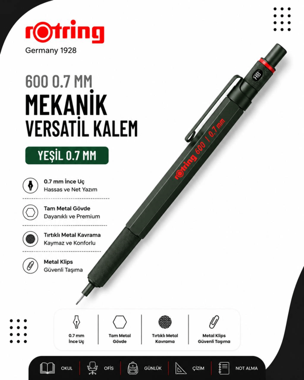 Rotring 600 Mekanik Versatil Kalem 0.7 MM Yeşil 2114269