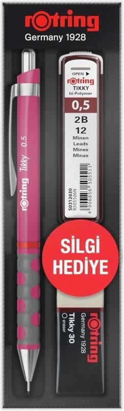Rotring Okul Seti Tikky Rd 0.5+Min Silgi Hediyeli Ahududu Pembe