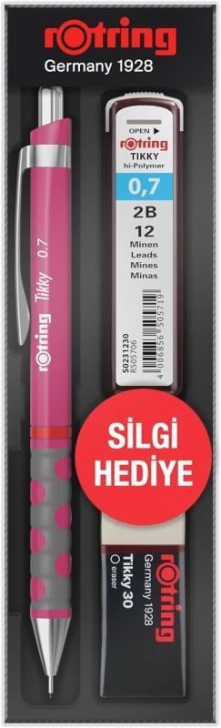Rotring Okul Seti Tikky Rd 0.7+Min Silgi Hediyeli Ahududu Pembe