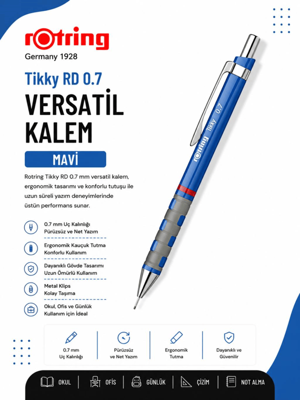 Rotring Versatil Kalem Tikky RD 0.7 MM Mavi 1904508