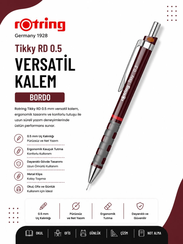 Rotring Versatil Kalem Tikky RD 0.5 MM Bordo 1904691