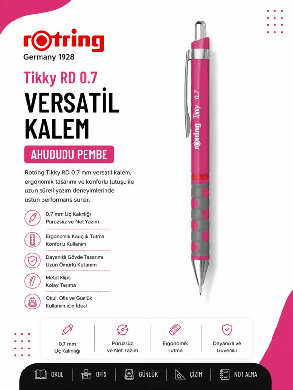 Rotring Versatil Kalem Tikky Rd Ahududu Pembe 0.7 MM 2214581