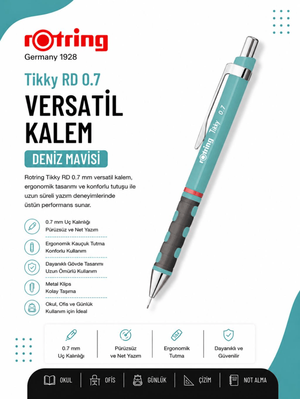 Rotring Versatil Kalem Tikky RD Deniz Mavisi 0.7 MM RO-2189069