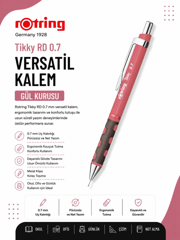 Rotring Versatil Kalem Tikky RD Gül Kurusu 0.7 MM RO-2189068