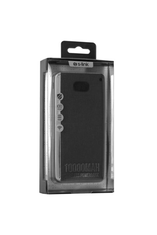 S-link IP-G10RW 10000mAh Kablosuz USB+Type-C+Micro Siyah LCD Ekranlı Taşınabilir Pil Şarj Cihazı